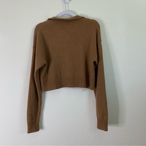 Reformation Womens Brown polo cropped long sleeve cashmere sweatshirt XS - Picture 8 of 8